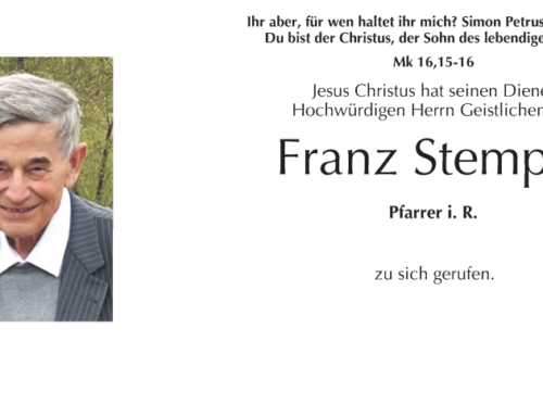 Németországban elhunyt FRANZ  STEMPER ny. plébános